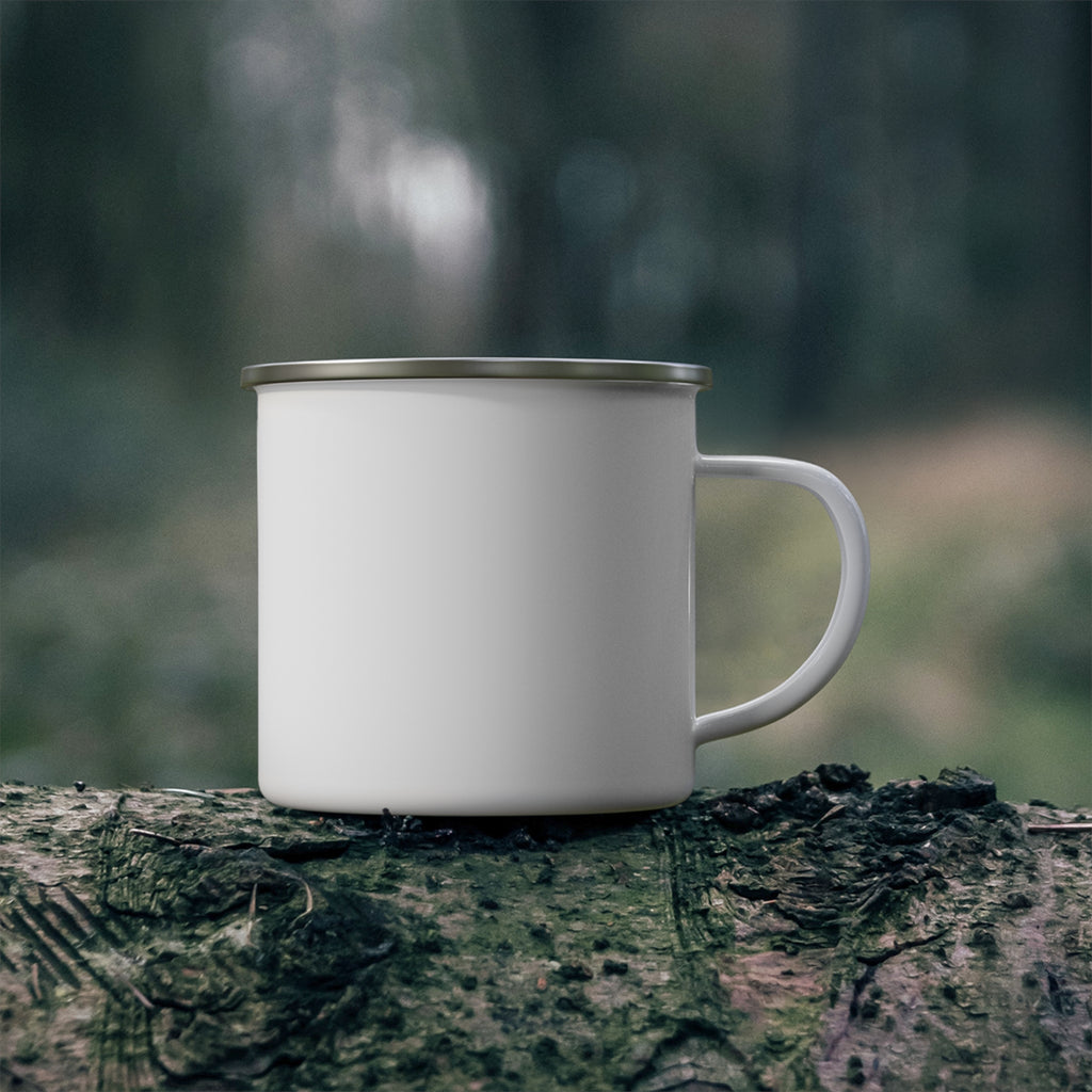 Custom Boat Artwork Enamel Mug — Your Boat on a Retro Camp Mug
