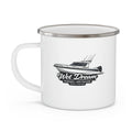 Custom Boat Artwork Enamel Mug — Your Boat on a Retro Camp Mug